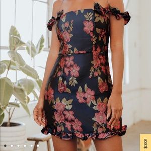 COPY - Lulus - navy and floral mini ruffled dress